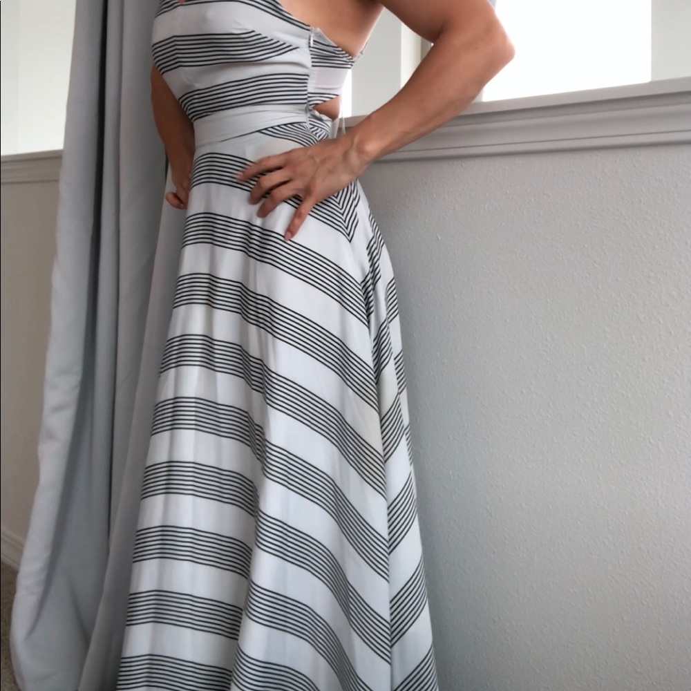 White and black striped maxi